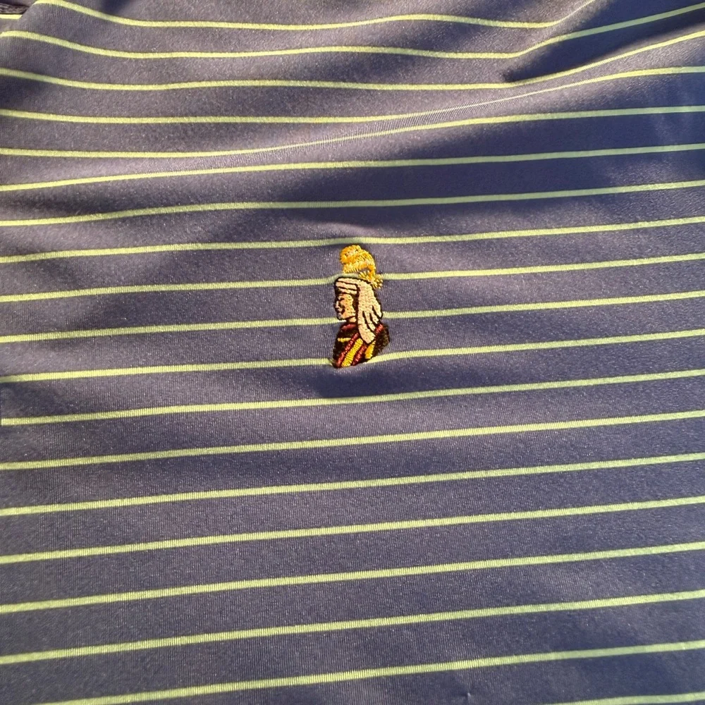 RLX Ralph Lauren Men's XL Blue Striped Golf Polo Shirt Moisture Wicking